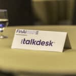 Talkdesk signage on a table