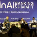 Erik Beguin, Founder & CEO, Austin Capital Bank, Chris Friedman, Partner, Husch Blackwell, Nick Lachman, Head of AI & Data Science, Valley Bank, and Jamie Smathers, VP of Fraud Prevention, MSUFCU at FinAi Banking Summit 2026.